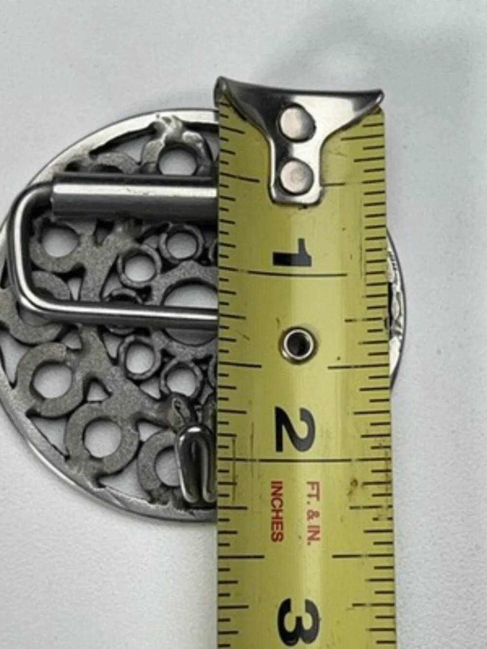 Vintage Silver Tone Round Openwork Geometric Circle Belt Buckle